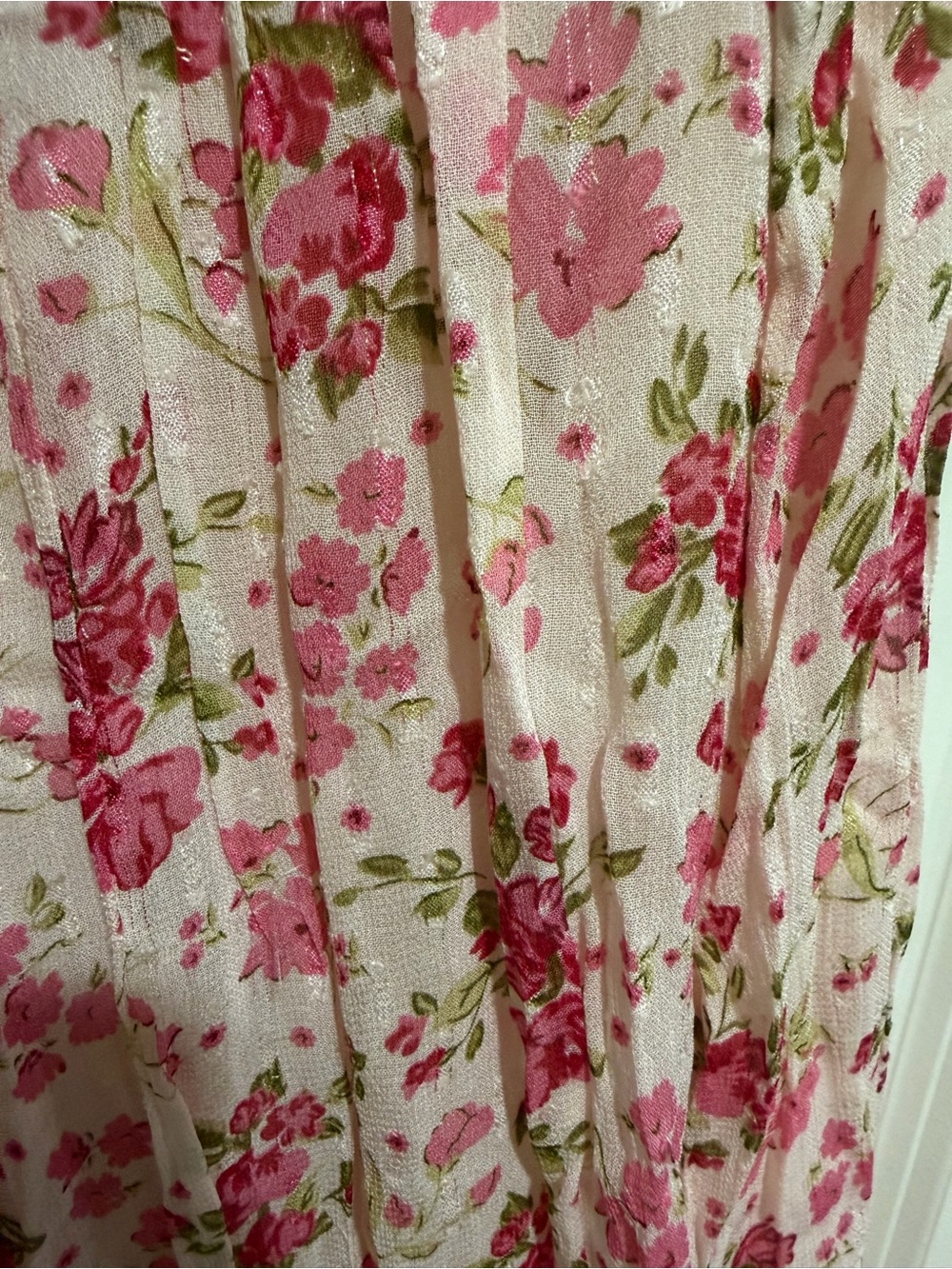 Zara Floral Crinkle Maxi Skirt Medium Pink White Bohemian Spring Summer NWT NEW - Picture 3 of 4